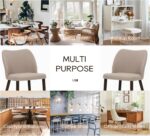 COLAMY Upholstered Dining Chairs Set of 6, Modern Fabric Dining Room Kitchen Side Chair with Padded Seat and Wood Legs for Restaurant/Cafe, Camel - Image 9