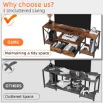 GYIIYUO TV Stand with Fabric Drawers for 65 70 75 Inches TV - Entertainment Center and Industrial TV Console Table with Open Storage Shelves for Living Room, Bedroom - 63" Rustic Brown - Image 4