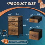 DEVAISE Mobile File Cabinet, Rolling Printer Stand with 3 Drawers, Fabric Vertical Filing Cabinet fits A4 or Letter Size for Home Office, Rustic Brown Wood Grain Print - Image 4