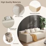 Modern 3-Seater Sofa, Hybrid Sofa in a Box, No Assembly Required, Comfy Sofa Couch with 3 Matching Pillows, Cat-Scratch Resistant Linen, Couch for Living Room or Bedroom, Beige - Image 5