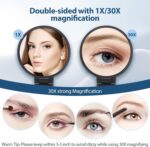 B Beauty Planet 30X Magnifying Mirror, Hand Mirror with Handle, Double Sided Hand Mirror with 30X/1X Magnification, Travel Essential Portable Foldable Makeup Mirror for Precision Makeup Black - Image 3