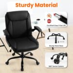NEO CHAIR Office Desk Computer Chair Ergonomic Executive Mid-Back Leather Gaming Chair with Adjustable Flip-Up Armrests Wheels Swivel for Home Study Task (Jet Black) - Image 9