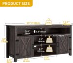 DWVO TV Stands for Living Room, Farmhouse Entertainment Center for 65 Inch TV, Rustic TV Console with Storage and Barn Door, Console Table Media Television Stands, 59 Inches, Light Rustic Oak - Image 3