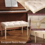 Yusong Upholstered Bench, Bedroom Bench for End of Bed, Piano Bench with Button Tufted Padded Seat for Living Room, Dining, Entryway, Shoe, Vanity Foot-Stool with Carved Wood Legs, Beige - Image 6