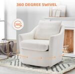 COLAMY Swivel Accent Chair Set of 2, Armchair Round Barral Chair, 360° Swivel Living Room Side Chair Upholstered Soft Cushion for Nursery/Bedroom - Beige - Image 5