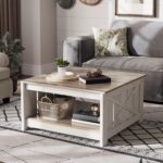 YITAHOME Coffee Table Farmhouse Coffee Table with Storage Rustic Wood Cocktail Table, Square Coffee Tables for Living Meeting Room with Half Open Storage Compartment, Grey Wash - Image 7