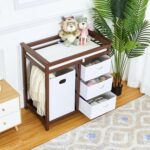 Wooden Baby Changing Table, Modern Baby Changing Station Dresser with Laundry Hamper, Diaper Changing Table, 3 Drawer Basket and Changing Pad for Baby Newborn Infant - Image 2