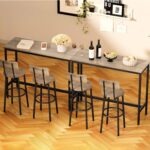 Bar Stools, Set of 2 High Kitchen Barstools, Counter Stools Bar Chairs with Back, PU Soft seat, Footrest, Simple Assembly, Industrial Seat for Dining Room Kitchen Bar, Greige BS-004GR - Image 6