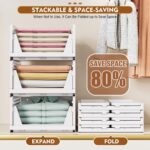 SNSLXH 5 Pack Stackable Closet Storage Basket, Multifunctional & Foldable Closet Organizer for Bathroom Kitchen Laundry Room Wardrobe Storage, Space-Saving Clothes Storage Drawer Organizer, White - Image 6