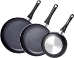 Amazon Basics Non Stick 3-Piece Kitchen Cookware Set, Includes 8-inch, 10-inch, 12-inch Pan, Black - Image 2