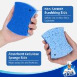 MR.SIGA Non-Scratch Cellulose Scrub Sponge, Dual-Sided Dishwashing Sponge for Kitchen, 12 Pack - Image 5