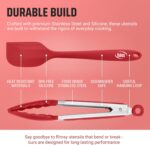 Kaluns Kitchen Tongs for Cooking Grilling Set of 4, BBQ Grill Tongs With Silicone Tip Stainless Steel Heat Resistant, Non-stick Pull Lock, Incl 7, 9, 12 Inch Tong Plus a Silicone Spatula - Image 6