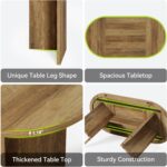 LITTLE TREE 63" Rustic Oval Dining Table for 4-6, Sturdy MDF Farmhouse Kitchen Table with Metal Strip Base, for Living Room, Office, Restaurant, Multi-Use, Umber - Image 7