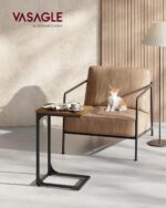 VASAGLE C-Shaped End Table, Small Side Table for Couch, Sofa Table with Metal Frame for Living Room, Bedroom, Bedside, Rustic Brown and Black - Image 3