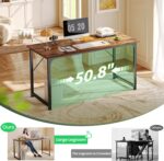 Huuger Computer Desk, 55 Inch Home Office Desk, Gaming Writing Work from Home Study Desk, Large Legroom, Sturdy Metal Frame, Modern Simple, Rustic Brown - Image 7