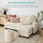 Best Choice Products Upholstered Sectional Sofa for Home, Apartment, Dorm, Bonus Room, Compact Spaces w/Chaise Lounge, 3-Seat, L-Shape Design, Reversible Ottoman Bench, 680lb Capacity - Light Gray - Image 5