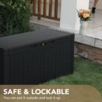Devoko 100 Gallon Waterproof Large Resin Deck Box Indoor Outdoor Lockable Storage Container for Patio Furniture Cushions Garden Tools (100 Gallon, Black) - Image 6