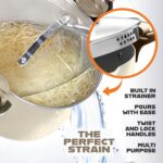 GOTHAM STEEL 5 Qt Ceramic Stock Pot Multipurpose Pasta Pot with Strainer Lid & Twist and Lock Handles, Nonstick Ceramic Pot for Soup, Spaghetti, Rice, Pots for Kitchen, Dishwasher Safe - Cream - Image 3