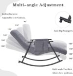 VECELO High Back Nursery Rocking Chair with Foot Rest, Teddy Upholstered Reclining Glider Rocker, Comfy Armchair Padded Seat Removable Side Pockets for Living Room, Bedroom, Balcony - Image 7