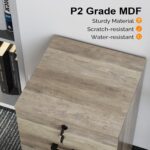 VINGLI 2 Drawer File Cabinet with Lock, Wood Rustic Gray Filing Cabinet for Letter Size File Folders with Tabs, Under Desk Rolling File Cabinets for Home Office, Mobile File Organization Printer Stand - Image 9