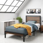 Zinus Kai Bamboo and Metal Platform Bed Frame with Headboard, No Box Spring Needed, Easy Assembly, Twin, Brown - Image 10