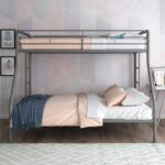 DHP Dusty Metal Bunk Bed Frame, Twin-Over-Full for Kids, Teens, Adults, Angled Ladder, Guardrail, No Boxspring, Small Spaces, Silver - Image 6