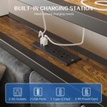 Queen Size Bed Frame with 2-Tier Storage Shelves Headboard, Platform Bed with Charging Station, LED Lights No Box Spring Needed Noise Free - Image 5