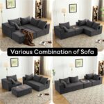Vamcheer Modular Sectional Sofa - Modern L Shaped Boneless Couch with Deep Seat, Upholstered Sectional Couches for Living Room, Bedroom, Office, No Assembly Required, Gray - Image 5