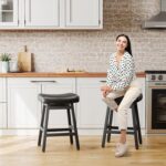 Counter Height Bar Stools Set of 2, 24 Inch Barstools for Kitchen Counter, Kitchen Stools with Bonded Leather Saddle Seats & Heavy Duty Metal Legs, Easy Assembly, All Black - Image 6