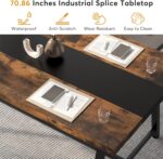 Tribesigns Dining Table for 8 People, 70.87-inch Rectangular Wood Kitchen Table with Strong Metal Frame, Industrial Large Long Dining Room Table for Big Family (Rustic Brown) - Image 9