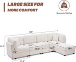 125 Inch Oversized Corduroy Modular Sectional Sofa, U Shaped Modular Couch with Storage, 5 Seat Convertible Corduroy Couch, Comfy Sectional Couches for Living Room with Foam, Light Beige - Image 4