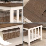 ChooChoo Farmhouse Coffee Table, White Living Room Table with Shelf, 40 Inch - Image 6