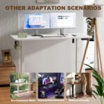 Veken 55 Inch Large Electric Standing Desk,Sit to Stand Up, Heights Adjustable, Work Home Office Computer Table for Study, Walking Pad, Writing, and Games, Wooden Desktop Desks, White - Image 7