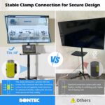 BONTEC Mobile TV Stand with Tilt Function, Rolling TV Stand for 23-60" LED, LCD, OLED TVs, Holds up to 88lbs, Max VESA 400x400mm, Adjustable Media Shelf (Black, 17.1x15.1x53.1 in) - Image 4