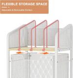 Rolling File Cabinet with Adjustable Dividers, Mobile Filing Cabinet with Storage Drawer on Lockable Wheels, Hanging File Organizer Beside Under Desk for Office, Home, White（Patent Pending） - Image 5