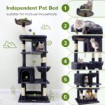Globlazer Heavy Duty Cat Trees for Large Cats, Sturdy 72in Maine Coon Cat Tree for Large Cats 20 lbs+ Heavy Duty Cat Tower for Adult Biggest Cat with 6 Scratching Posts, Hammock, S72, Dark Gray - Image 3
