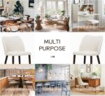 COLAMY Upholstered Dining Chairs Set of 6, Modern Fabric Dining Room Kitchen Side Chair with Padded Seat and Wood Legs for Restaurant/Cafe, Beige - Image 9