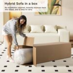 Modern 3-Seater Sofa, Hybrid Sofa in a Box, No Assembly Required, Comfy Sofa Couch with 3 Matching Pillows, Cat-Scratch Resistant Linen, Couch for Living Room or Bedroom, Beige - Image 6