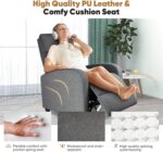 DUMOS Recliner Chair for Adults, Massage Reclining Chair for Living Room, Adjustable Home Theater Seating Single Sofa with Padded Seat Backrest and Footrest, Linen, Grey - Image 7