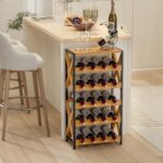 20 Bottle Wine Rack Freestanding Floor with Wood Top,Wobble-Free 5 Tier Wine Display Storage Stand Shelf,Stackable Modular Wine Bottle Holder Rack for Kitchen,Cellar,Living Room - Image 2