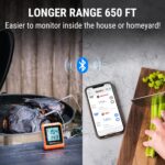 ThermoPro 650 ft Wireless Meat Thermometer Digital for Grilling and Smoking, 2 Probes Bluetooth Meat Thermometer for Cooking Turkey Fish Beef, Rechargeable Smoker Accessories for BBQ Oven - Image 3