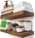 BAOBAB WORKSHOP Wood Floating Shelves for Wall - Wooden Floating Shelf 16 Inch - Rustic Bathroom Shelves for Room Wall for Kitchen Bedroom Living Room Farmhouse - Walnut Finish, 16″W × 6.7″D, Set of 2 - Image 2