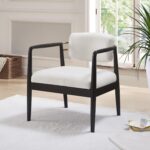 Ball & Cast Modern Accent Chair Upholstered Club Chair Comfy Side Armchair with Wooden Frame, Ivory - Image 7