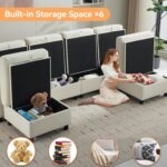 107”Modular Sectional Sofa Convertible U Shaped Sofa Couch Set with Storage for Living Room, Modern 6 Seater Modular Sectional Couch with Movable Ottoman, Chenille(Beige) - Image 4