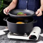 Bruntmor Pre-Seasoned Cast Iron Double Dutch Oven with Skillet Lid - 7 Quart All-in-One Casserole and Braising Pan - Heavy Duty and Oven Safe Black Cookware for Versatile Cooking - 14.7 x 6.9 Inches - Image 3