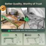 Huuger Computer Desk, 55 Inch Home Office Desk, Gaming Writing Work from Home Study Desk, Large Legroom, Sturdy Metal Frame, Modern Simple, Rustic Brown - Image 5