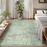 5x7 Sage Green Modern Abstract Area Rugs for Living Room, Washable Rugs for Nursery Bedroom, Non-Slip Minimalist Neutral Wave Striped Rugs for Playroom Boys, Throw Accent Rug Carpet for Dining Room - Image 5