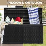 Devoko 100 Gallon Waterproof Large Resin Deck Box Indoor Outdoor Lockable Storage Container for Patio Furniture Cushions Garden Tools (100 Gallon, Black) - Image 10