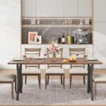 IDEALHOUSE Rectangular Dining Table, 70.9-Inch Long Dining Table for 6 People, Farmhouse Rustic Kitchen Table with Heavy Duty Metal Legs for Dining Room - Image 5