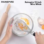 Rainspire 12-Inch Wire Whisk Stainless Steel, Balloon Whisks for Cooking, Wisk Wisking Tool With Soft Silicone Handle, Thick Durable Whisker for Blending, Beating, Whisking, Stirring, Black - Image 7